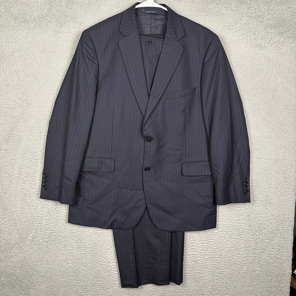Brooks Brothers 2PC Suit Pants Mens 43R 36X29 Madison Navy Pinstripe Wool EUC